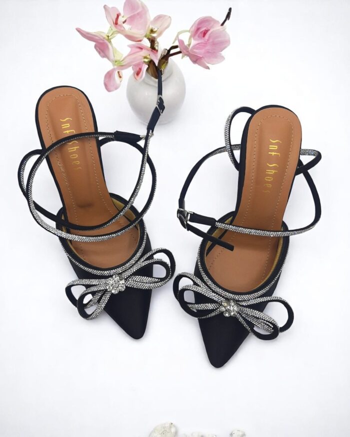 black bow heels for her