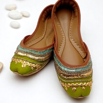 MehndiGreen Embroidered Khussa-2250