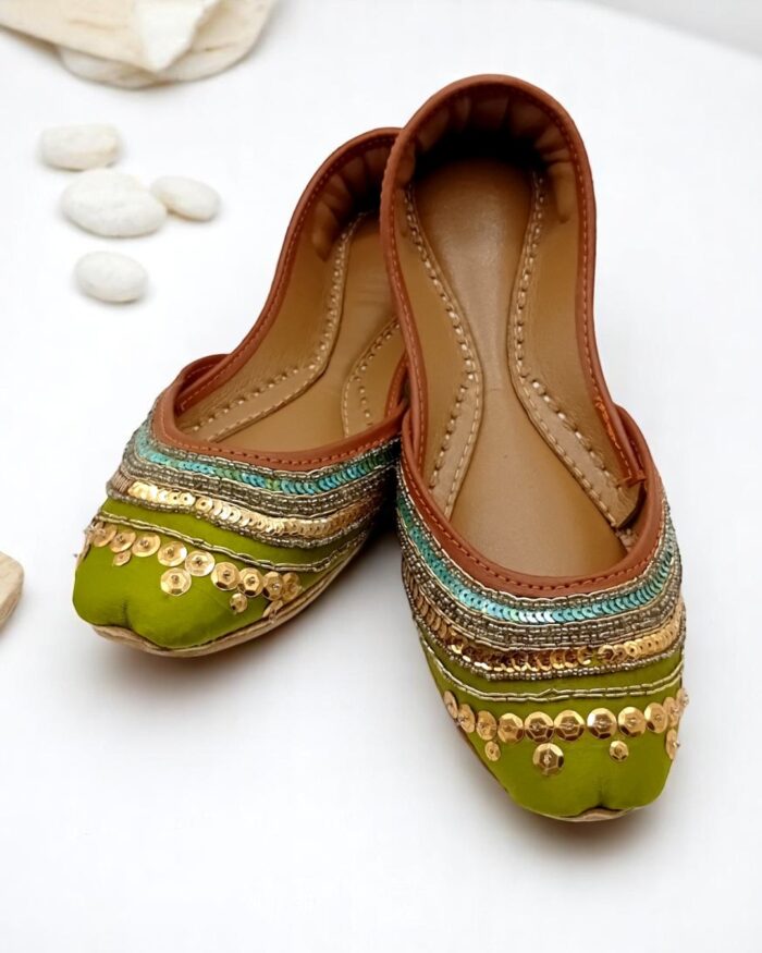 MehndiGreen Embroidered Khussa-2250