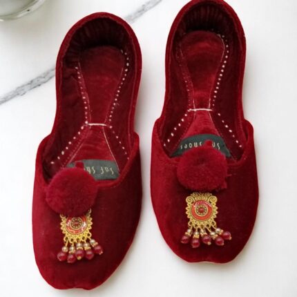 Maroon Velvet Khussa for her