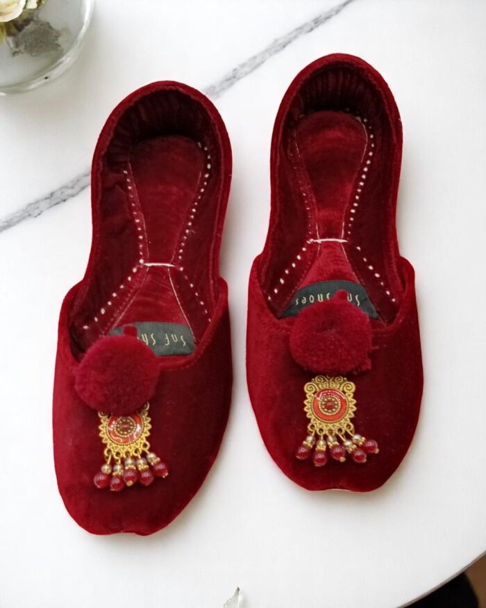 Maroon Velvet Khussa for her