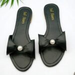 Bow Pearl Flats In Black-3379