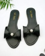Bow Pearl Flats In Black-3379
