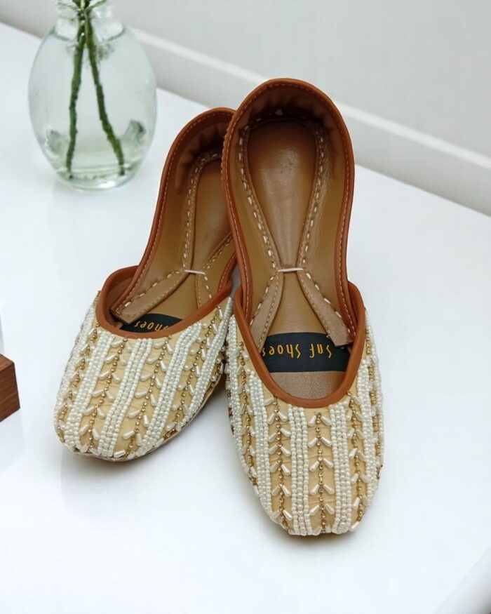 Pearl and Gold Embroidered Khussa