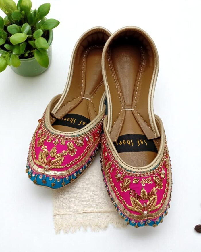 Royal Pink & Teal Khussa For Her