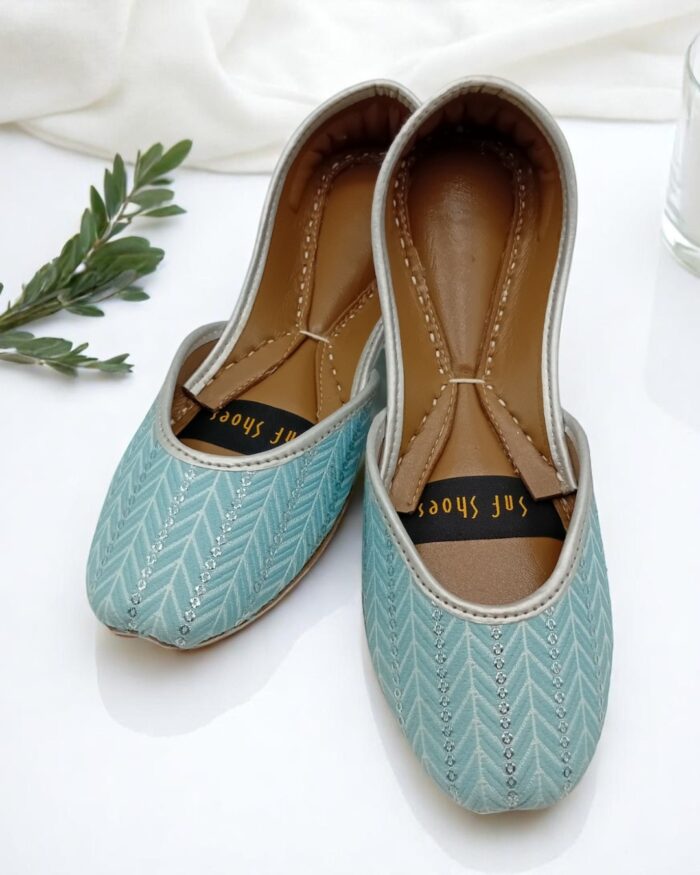 Light Blue Patterned Khussa For Her