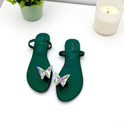 green butterfly flats for her