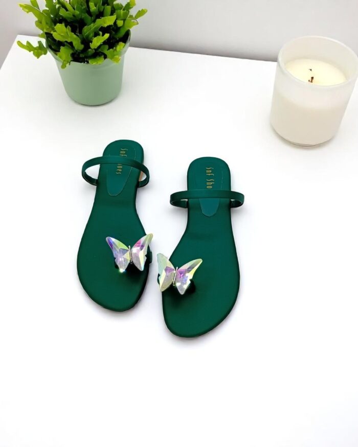 green butterfly flats for her