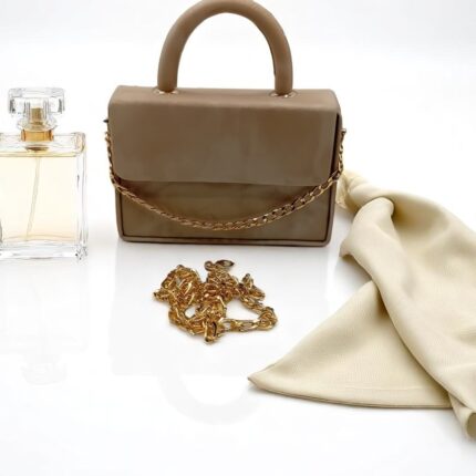 The Classic Top-Handle Chain Bag In Beige