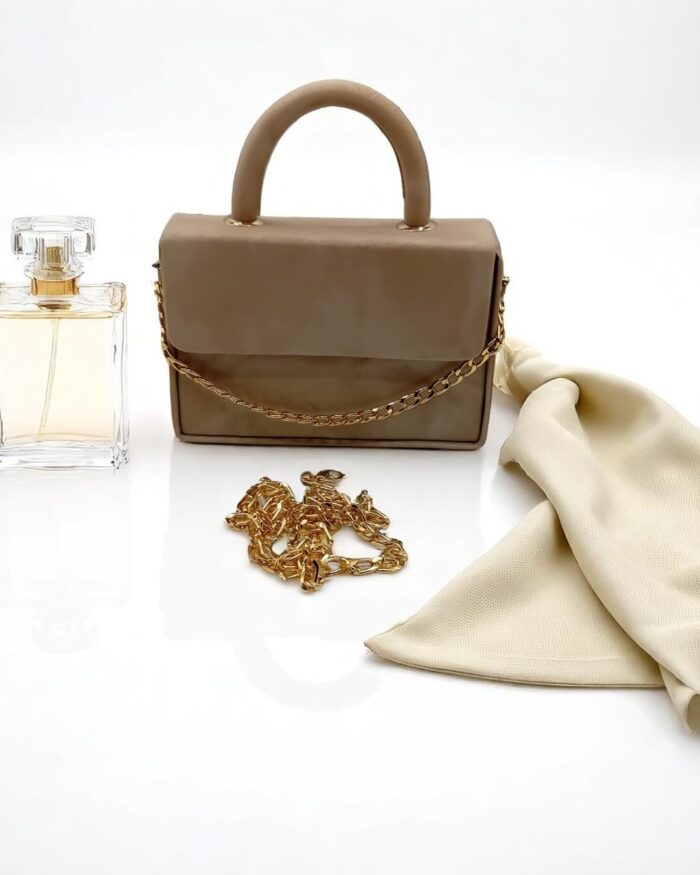 The Classic Top-Handle Chain Bag In Beige