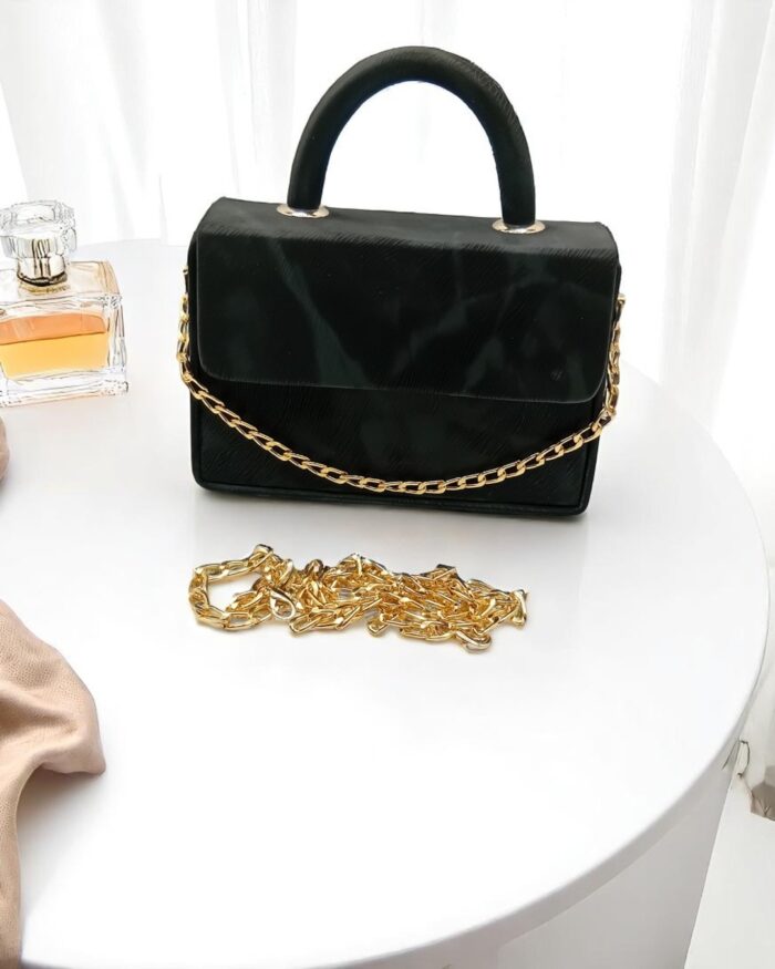 The Classic Top-Handle Chain Bag In Black