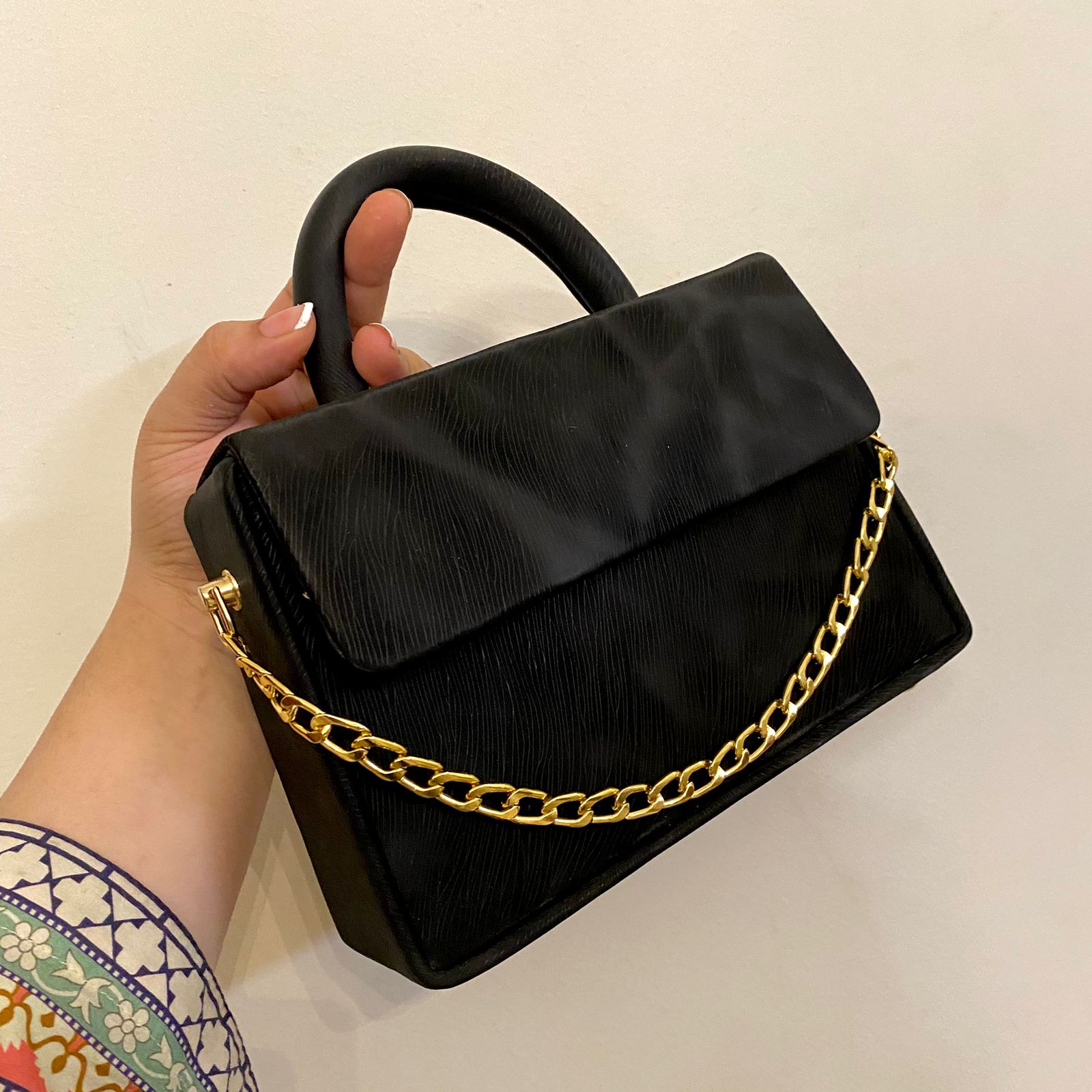 The Classic Top-Handle Chain Bag In Black The Classic Top-Handle Chain Bag In Black