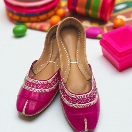 Pink leather khussa – 2469