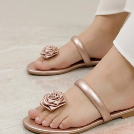 Rose Nude Pink Flower Flats For Her