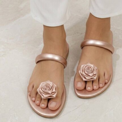 Rose Nude Pink Flower Flats For Her