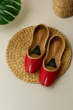 Casual Red Khussa With Golden Zari-2493 - Image 2