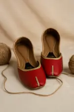 Casual Red Khussa With Golden Zari-2493