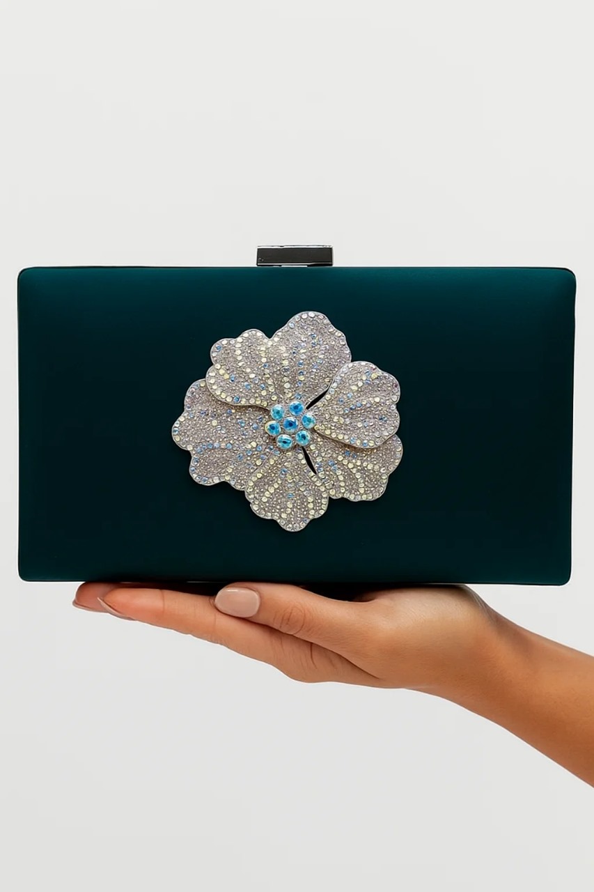 The Stardust Flower Clutch In Green The Stardust Flower Clutch In Green