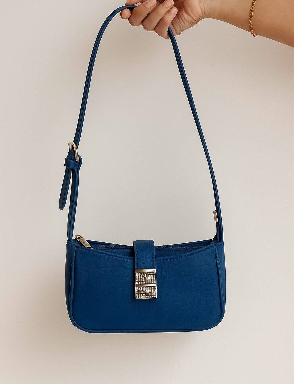 The Sapphire Sparkle Bag In Blue With Long Belt The Sapphire Sparkle Bag In Blue With Long Belt