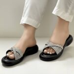 Rhinestone Cross Black Flats For Her