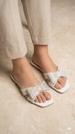 White Flats with white Bow For Her