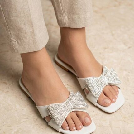 White Flats with white Bow For Her