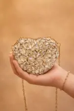 Everglow Heart Mini Clutch In Golden