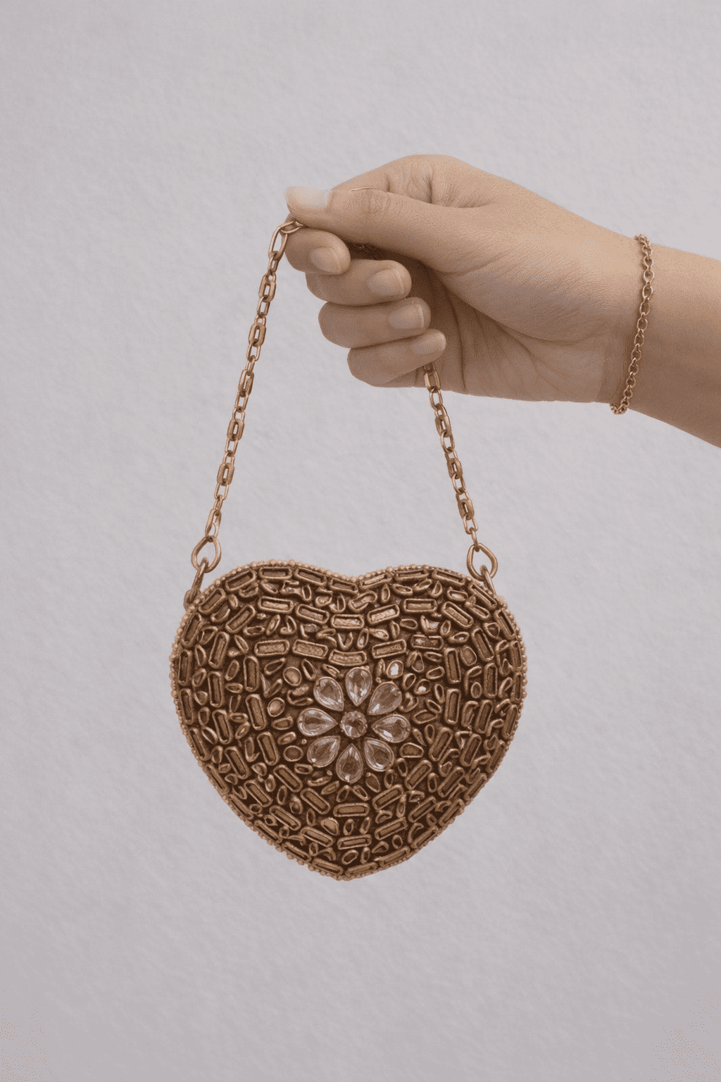 Petal Heart Mini Clutch In Coppe Petal Heart Mini Clutch In Coppe