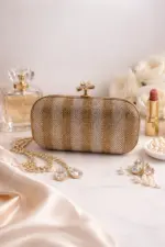 The Gilded Stripe Champagne Clutch For Her