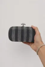The Gilded Stripe Black Clutch For Her