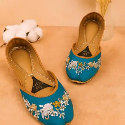 Blue Embroidered Khussa For Her-2509