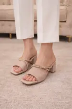 The Sparkle Peach Heels For Her-7285