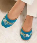 Blue Embroidered Khussa For Her-2509
