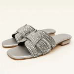 Noir Silver Flats For Her-3451 - Image 2
