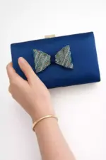 Teal Blue Bow Clutch For Her