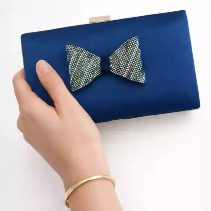 Teal Blue Bow Clutch For Her