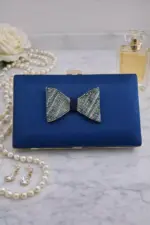 Teal Blue Bow Clutch For Her