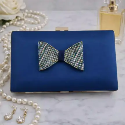 Teal Blue Bow Clutch For Her