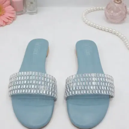 Shimmer Slides Flat In Ferozi