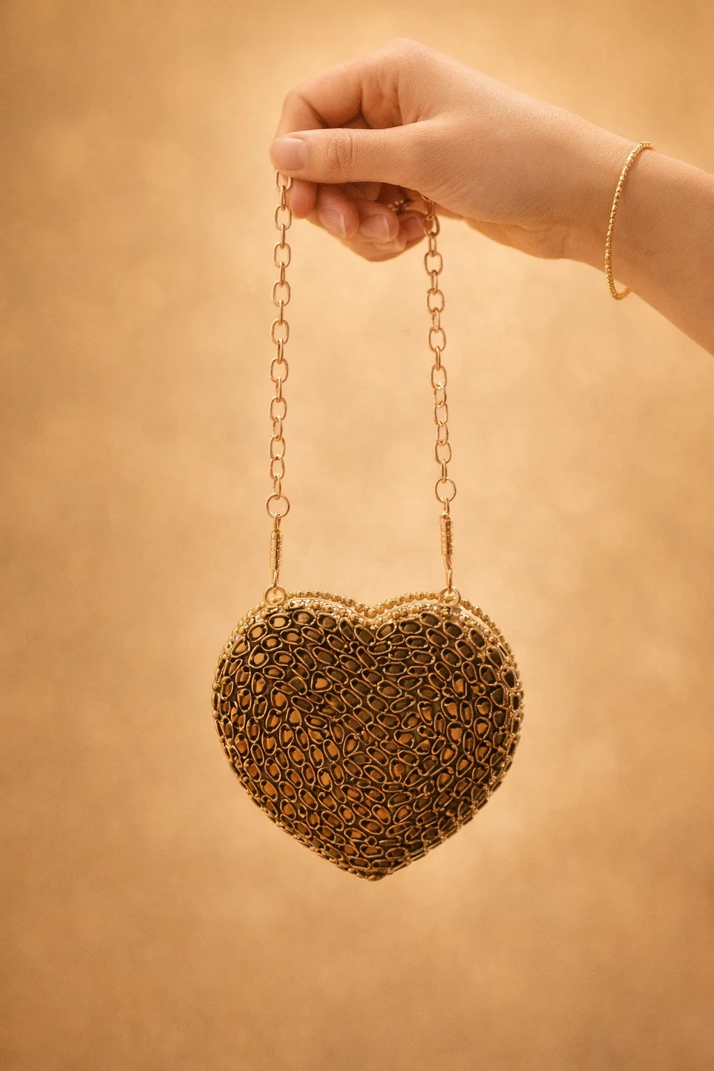 Everglow Heart Mini Clutch In Golden Everglow Heart Mini Clutch In Golden