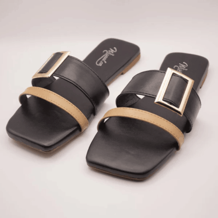 Contrast Curve Black Flats For Her