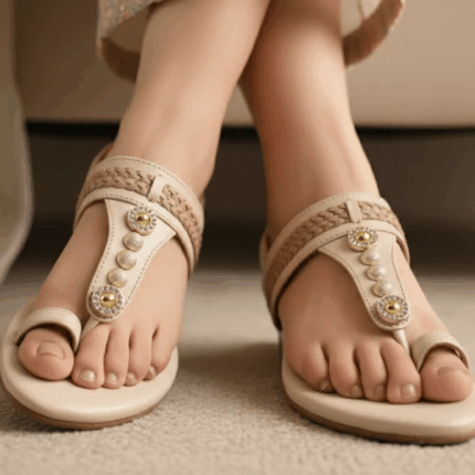 Bronze Beats Beige Flats For Her