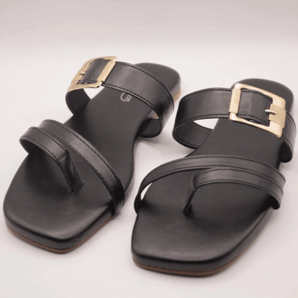 Frost Gleam Black Flats For Her