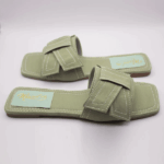 Denim Cloud Olive Green Flats For Her