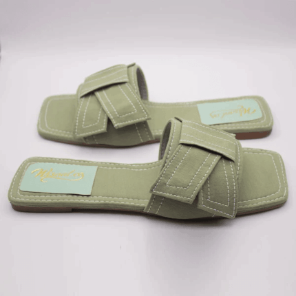 Denim Cloud Olive Green Flats For Her