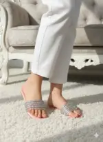 Shimmer Slides Flat In Pink-3438 - Image 2