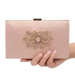 Light Pink Crystal Flower Clutch For Her