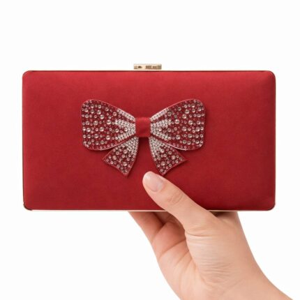 Maroon Bow Clutch For Her-CL-156