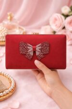 Maroon Bow Clutch For Her-CL-156