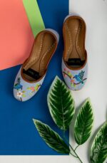 Denim Floral Bird Embroidery Khussa 2176 - Image 2